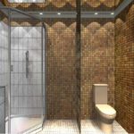 Mozaïek in de badkamer bedekt alle muren