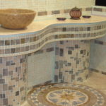 Mosaic in the bathroom dressing table