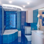 Mosaic in the bathroom in ultramarine colors