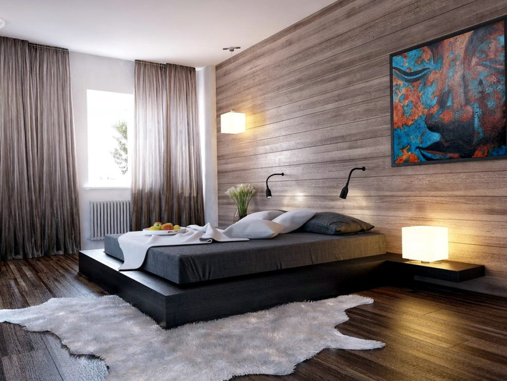 wall decoration in the bedroom wood texture