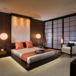 Japāņu stila guļamistabas sienu apdare