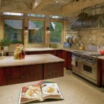 Decorating with decorative stone walls in the country style kitchen