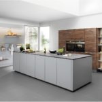 Gray kitchen palette with a smooth transition to white