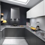 Gray palette of kitchen in metallic tones