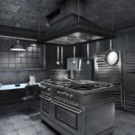 Gray palette of kitchen in dark colors
