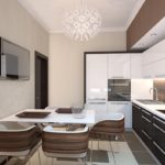 Color combination kitchen interior white and light brown