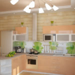 Krāsu kombinācija virtuves interjers gaiši oranžs