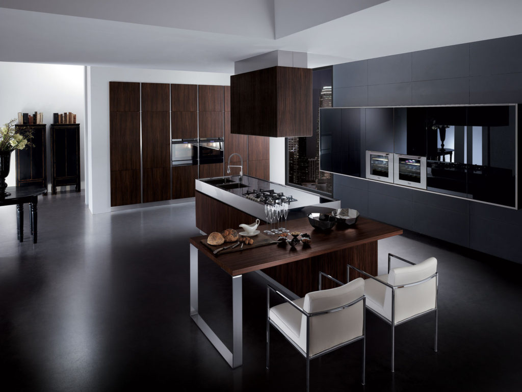 Color combination kitchen interior dark brown