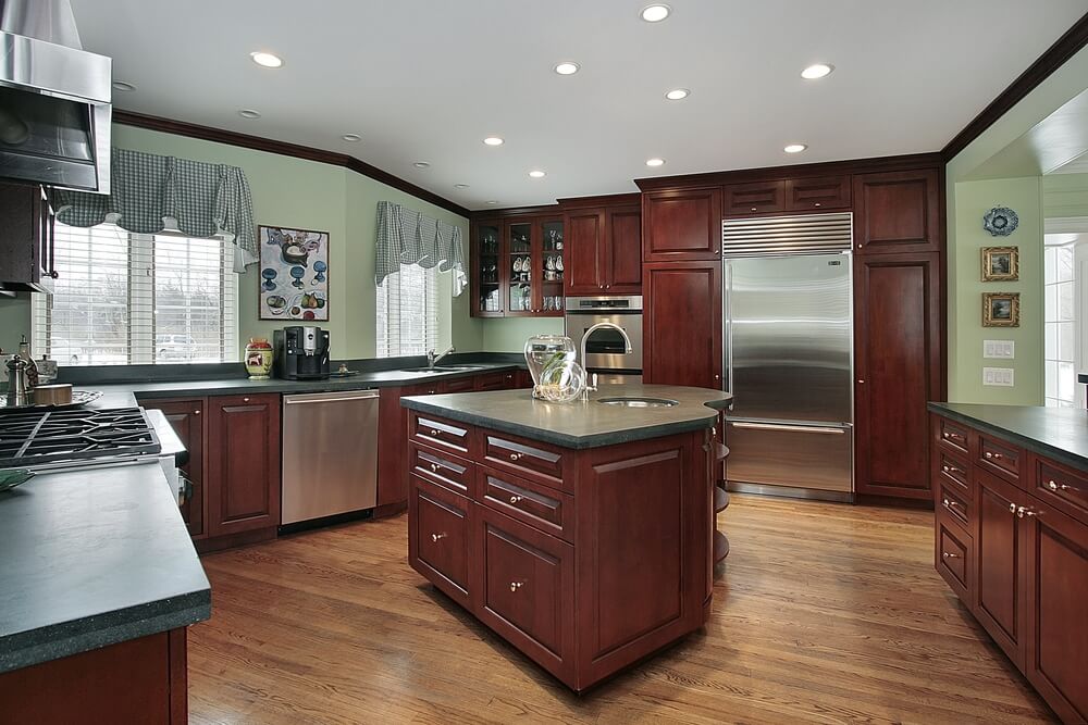 Color combination kitchen interior green and brown