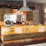 Moderní kuchyně lesklý texturu dřeva