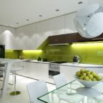 Модерна кухненска гланцирана престилка маслинен цвят