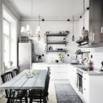 Baltų plytų moderni virtuvės plytelė