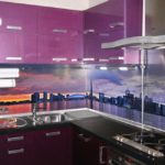 Purple kitchen with photo