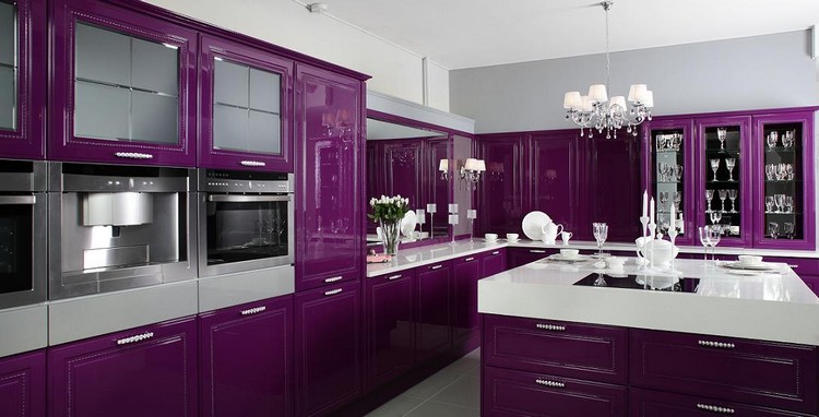 Large purple kitchen