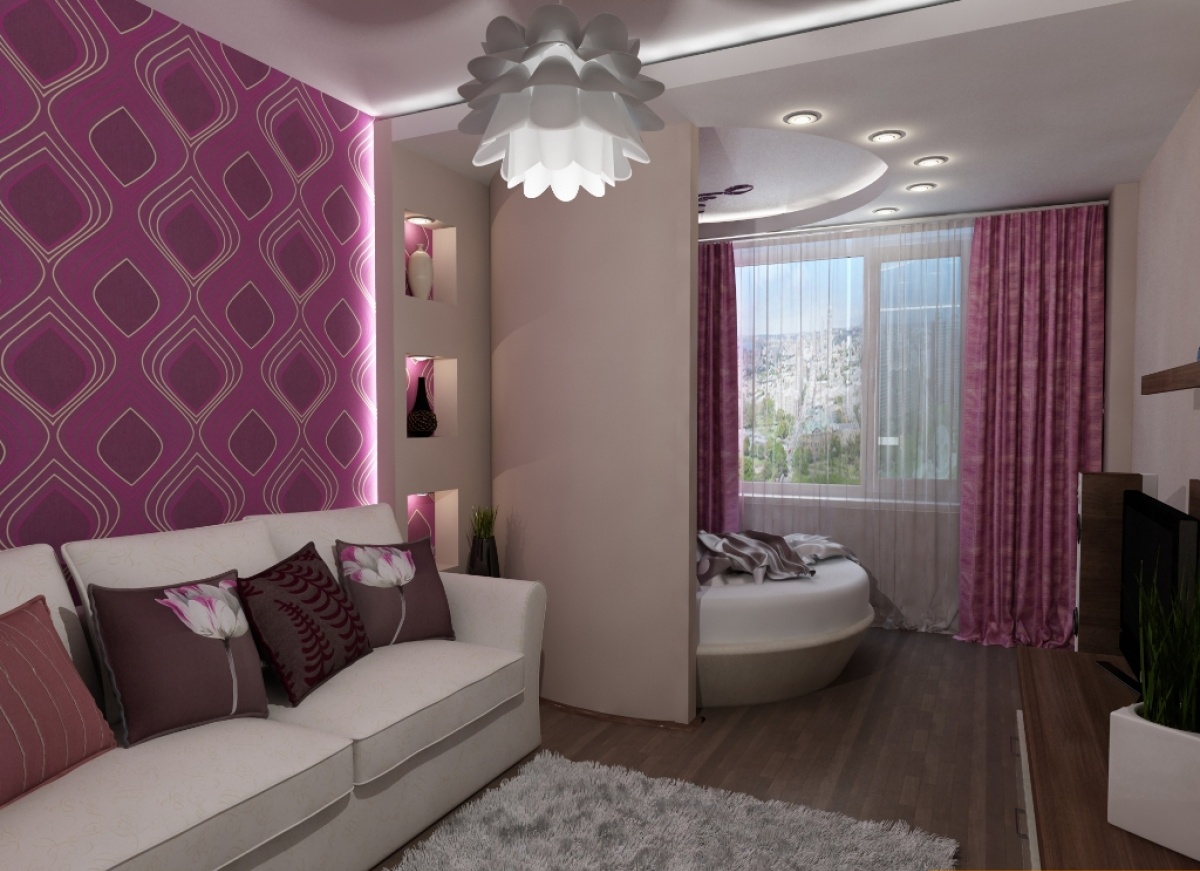 obývacia izba kombinovaná s dizajnom spálne