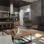 design obývacího pokoje kuchyně 18 m2 podkroví