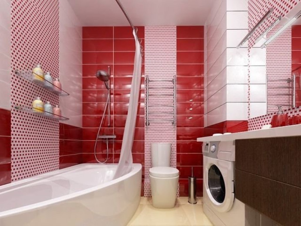 bathroom tile red