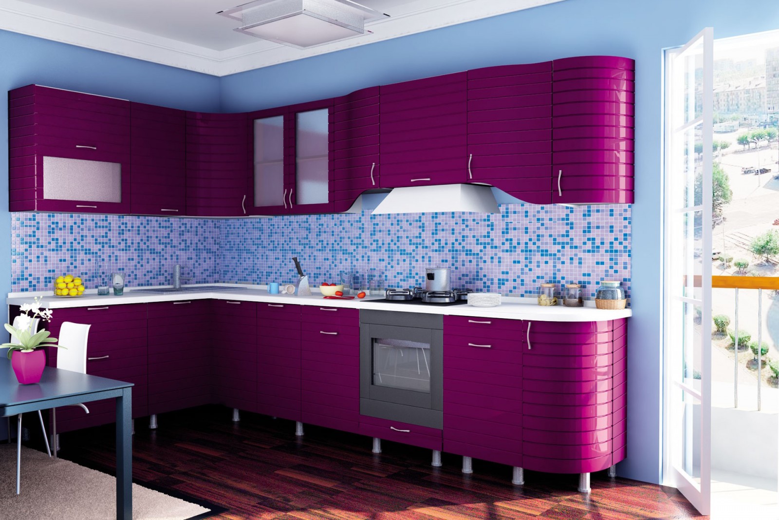 Dark purple kitchen