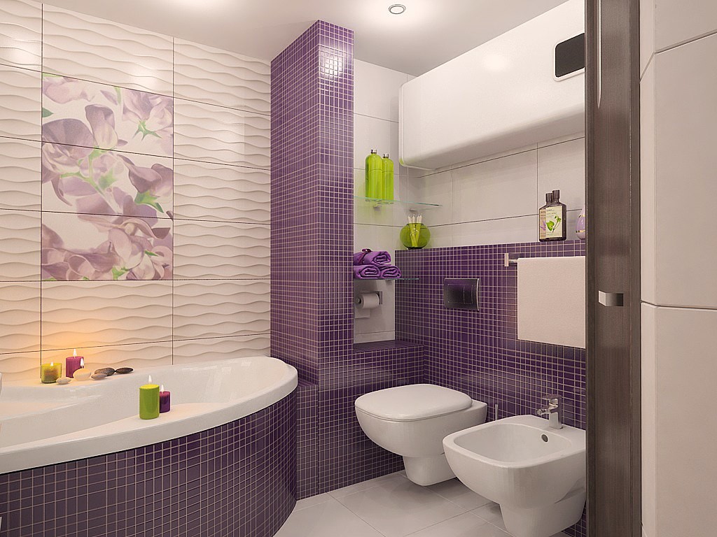 carrelage lilas pour la salle de bain