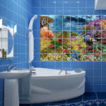 Tile decoupage bathroom decor