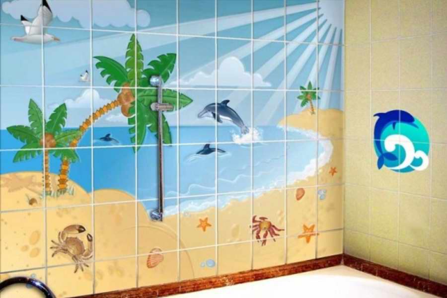Tile bathroom decor with an exclusive pattern
