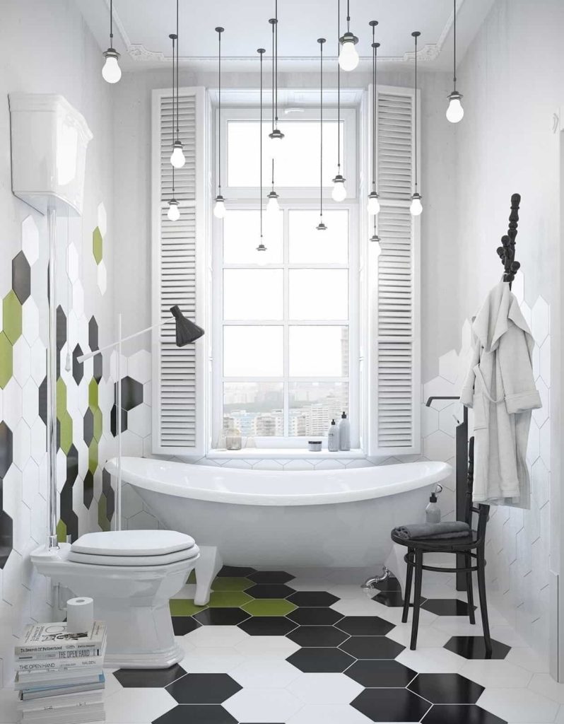 Skandināvu stila vannas istabas dekors