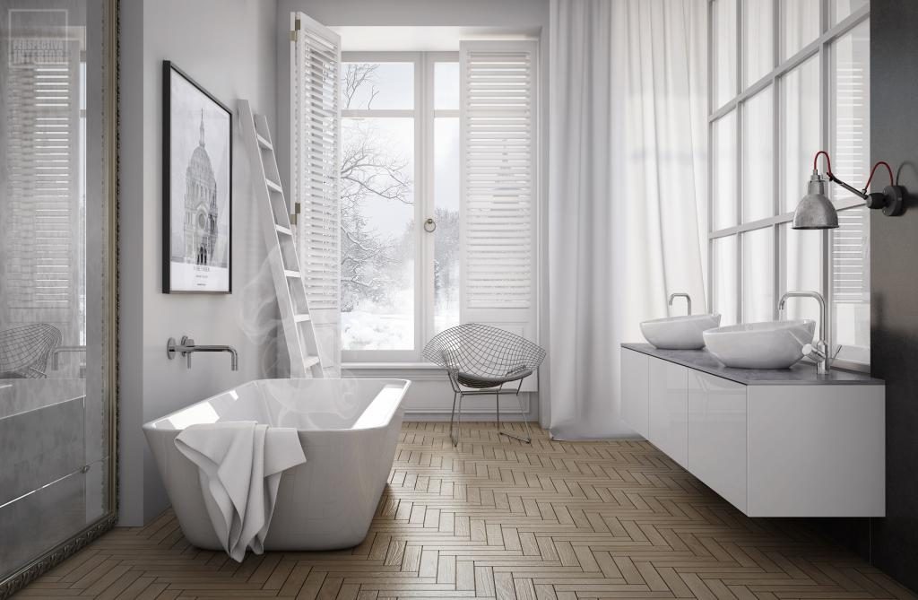 Skandināvu stila vannas istabas dekorā nepatīk detaļas