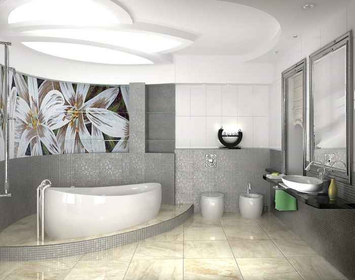 Flīžu flīžu stila vannas istabas dekors