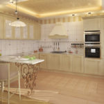 Design af et køkken i et privat modernistisk hus med hjørneindretning