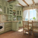 Kökdesign i ett privat hus Provence i en linjär layout
