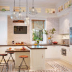 Дизайн на кухня в частна къща Комплекти периметър в скандинавски стил