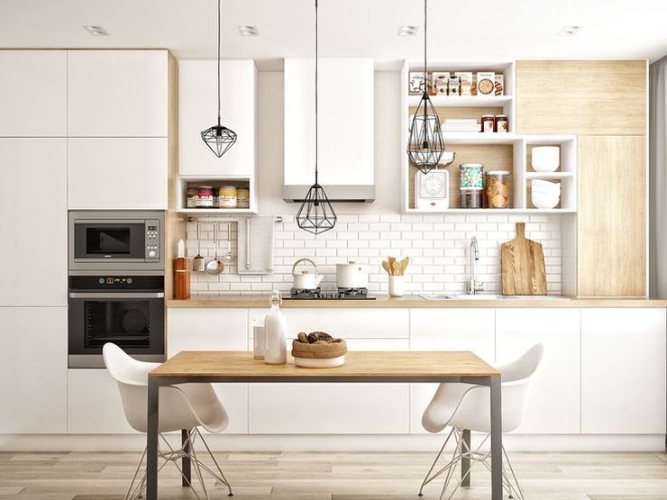 การออกแบบห้องครัวในบ้านส่วนตัวในสไตล์สแกนดิเนเวียน