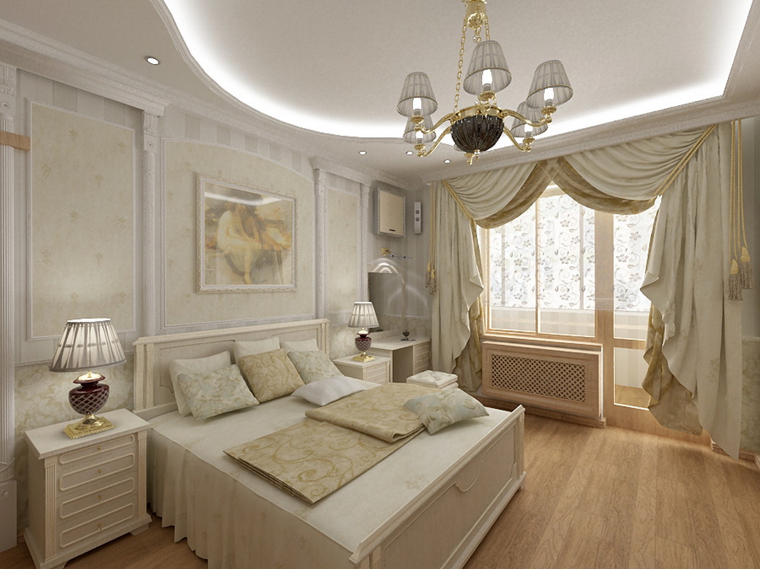 art deco bedroom design with balcony