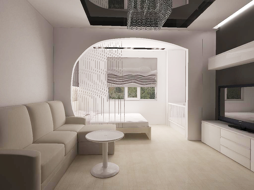 ruang tamu bilik tidur reka bentuk minimalism
