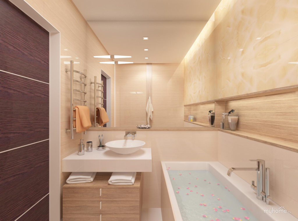 Kruşçev bej renkli arka plan banyo tasarımı