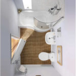 Augsto tehnoloģiju vannas istabas dizains Hruščovā un minimāla detaļu detaļa