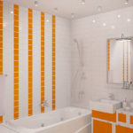 Design of the bathroom in Khrushchev orange accents