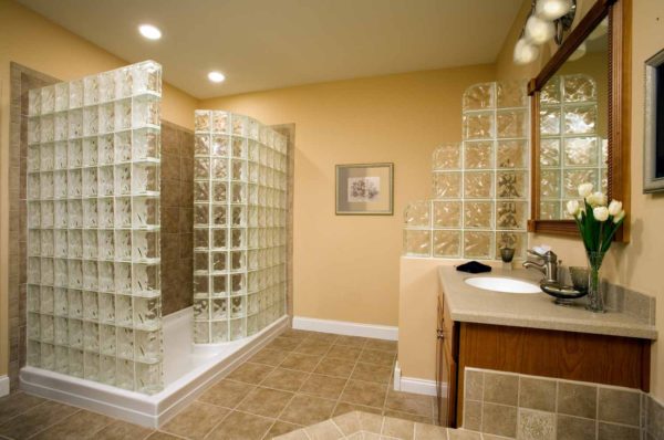 Plexiglass for a beige bathroom