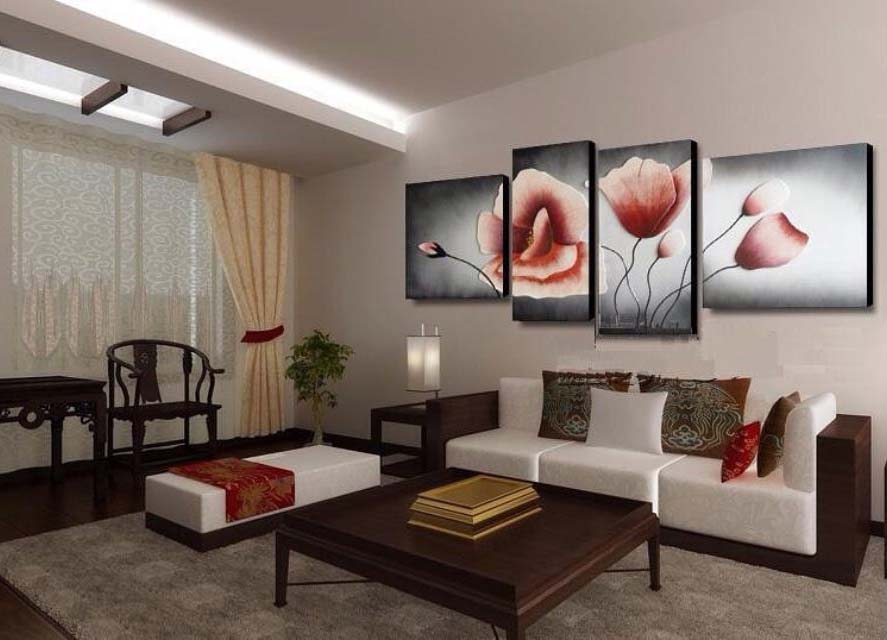 The paintings in the interior of the living room have more space