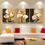 Pictures in the interior of the living room floral triptych