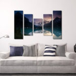 Paintings in the interior of the living room with a perspective effect