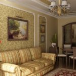 Pictures in the interior of the living room in a classic style