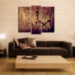 Pictures in the living room interior vertical modular triptych