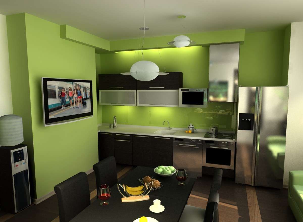 dapur hijau dengan hitam