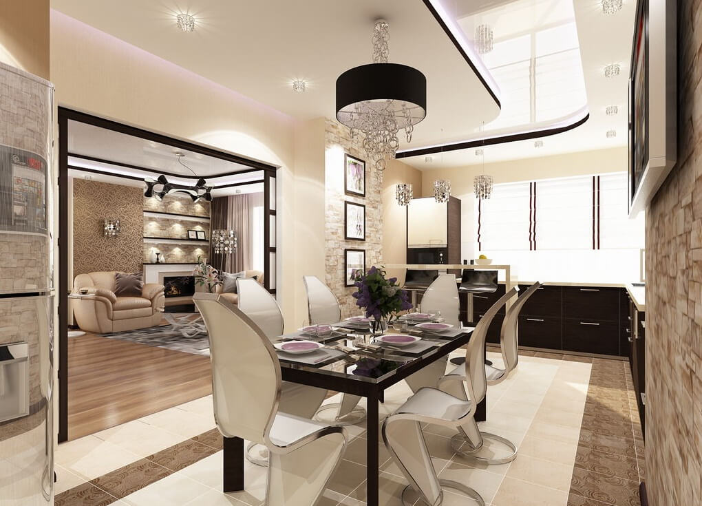 Elite design kuchyně obývací pokoj 18 m2