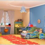 La conception de la chambre des enfants collant des images de meubles dans le même style