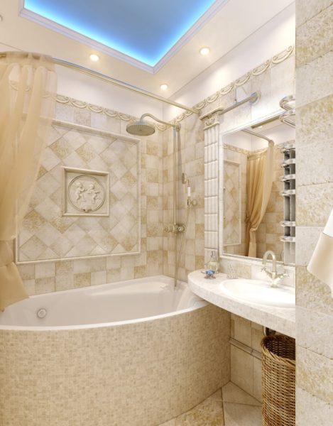 Ceiling light for a beige bathroom