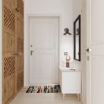 White hallway and niche wardrobe