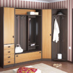 Interior decoration modular walnut and oak cabinet with corner hanger