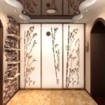 Hallway lighting with a sliding wardrobe and decorative slate